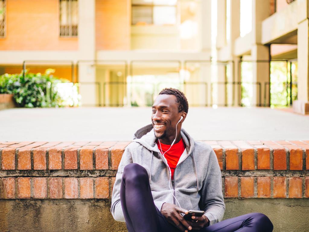 Man Listening To Music Outdoors