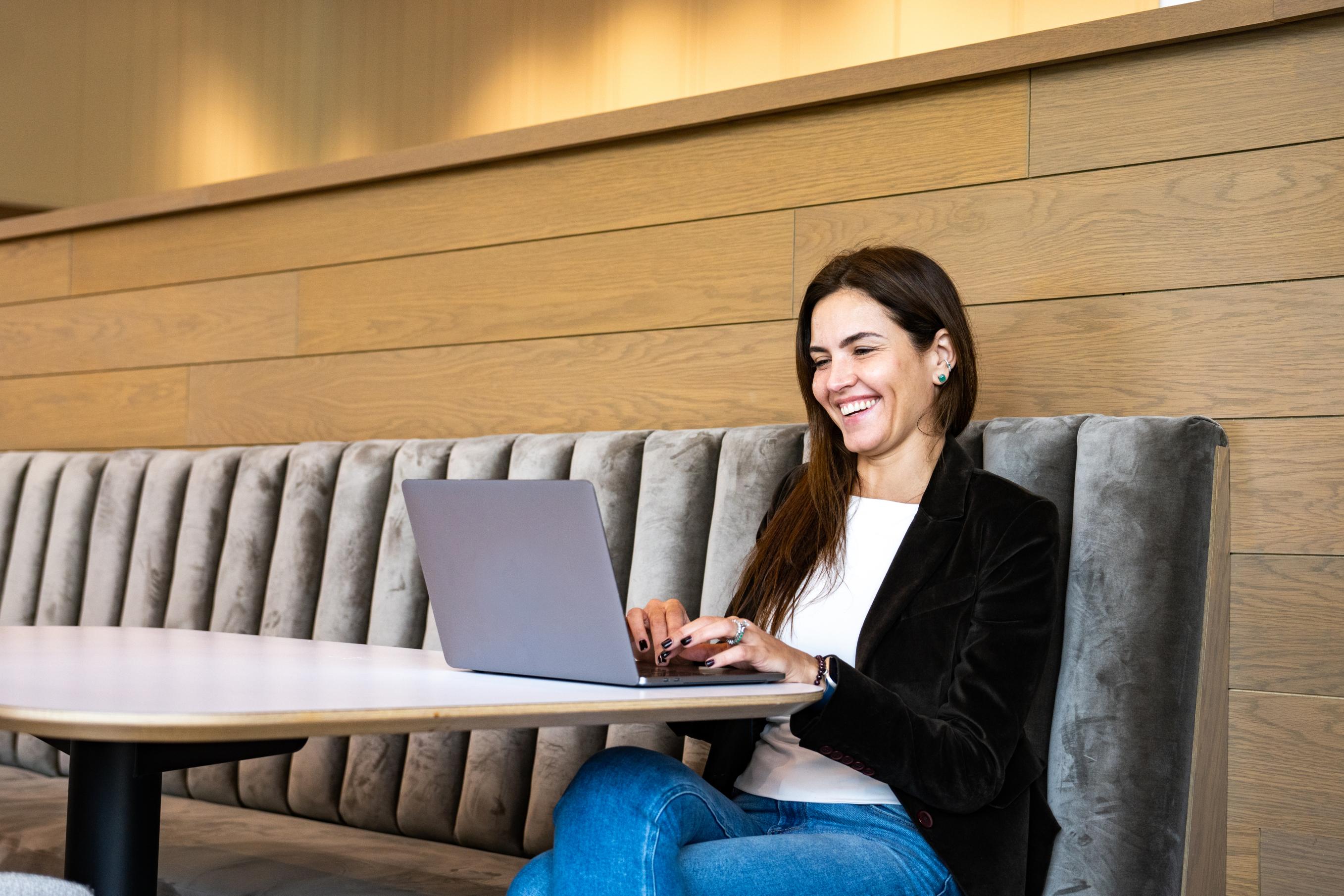 Woman working on a laptop
