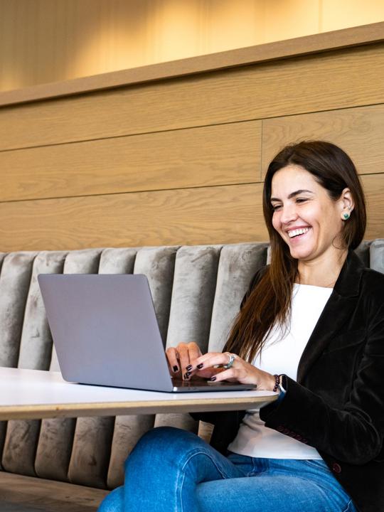Woman working on a laptop