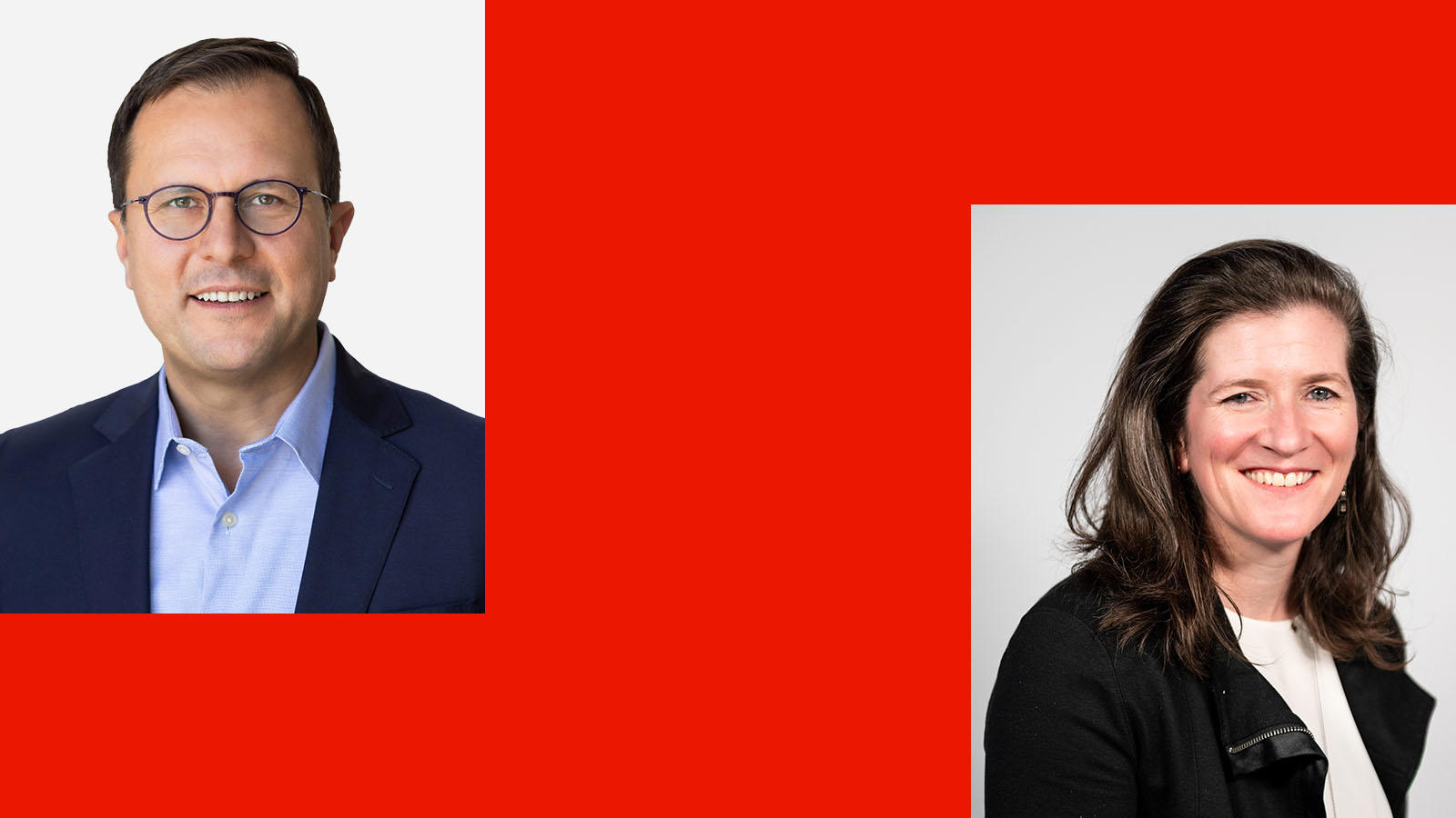 Headshots for Dainius and Colleen, two leaders at J&J