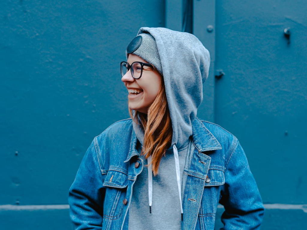 Young woman in hoodie
