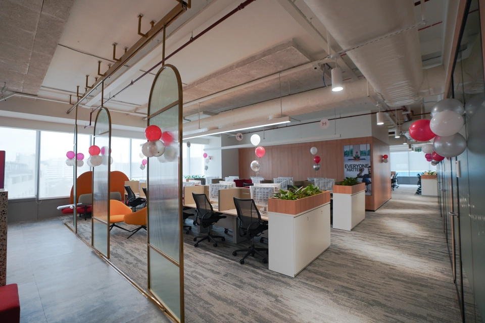 Modern, open office space at the J&J Global Services Bengaluru Capability Center