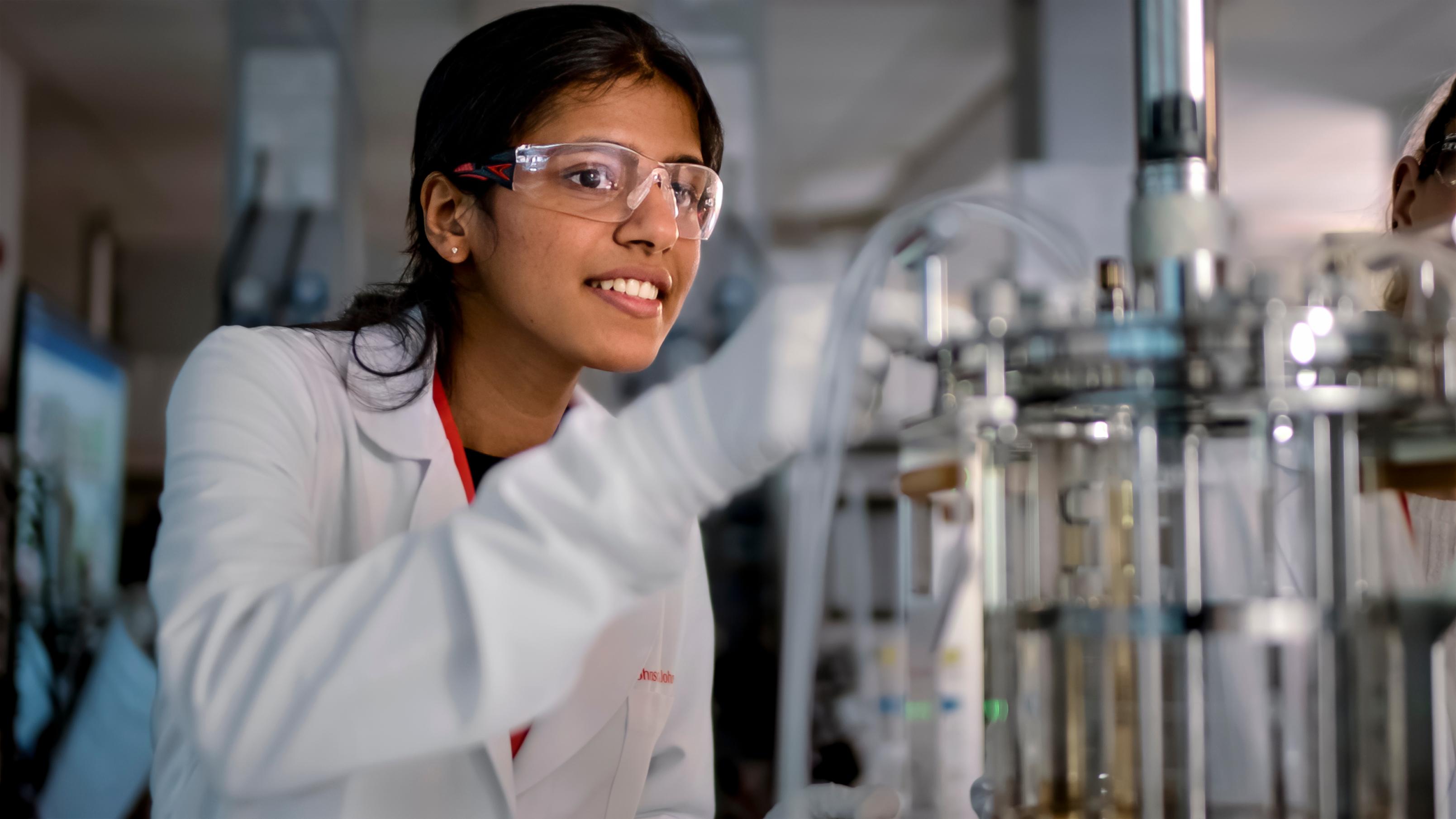 A young scientist working in the lab
